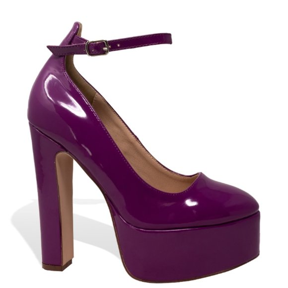 Women’s Chunky Block Heel Platform Heels with Ankle Strap - Picture 1 of 4